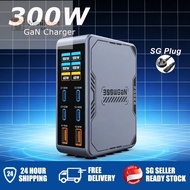 NEW 300W GaN Charger PPS PD 100W USB Type C 6-Port Digital Display Desktop Fast Charging Laptop Char