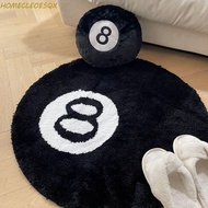 HOMECLEOESQX 8 Ball Carpet, Round Soft 8 Ball Rug, Creative Anti-slip Skin Friendly Black 8 Ball Mat