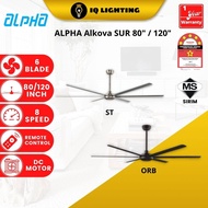 ALPHA Alkova - SUR 80_ - 102_ Inch DC Motor Ceiling Fan with 6 Blades (8 Speed Remote)