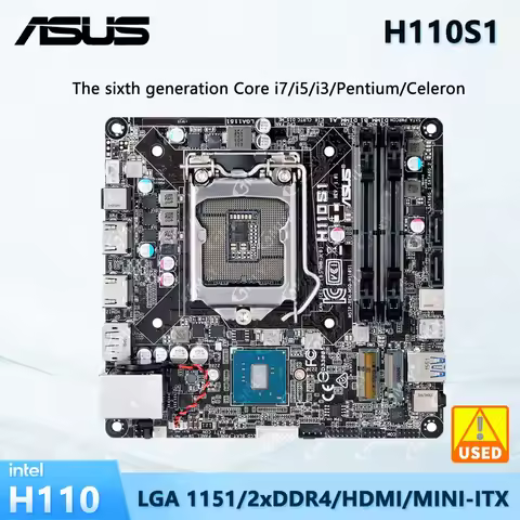 ASUS H110S1 Intel H110 Mini-ITX placa base CPU 6. a/7 a generación I7 I5 I3 7700 6500 6300 memoria D