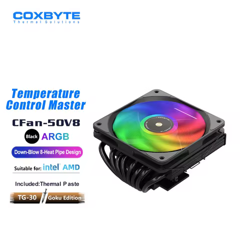 COXBYTE ITX CPU Cooler 4Pin PWM RGB 8 Heat Pipes CPU Air Cooler For AMD AM4/5 Intel LGA1700 1150 115