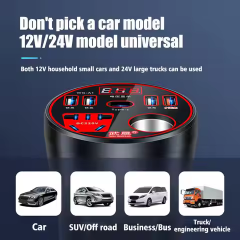 Car Power Inverter 12V/24V TO 220V Converter Type-C Fast Car Multi-function Power 3.1A Charger Charg