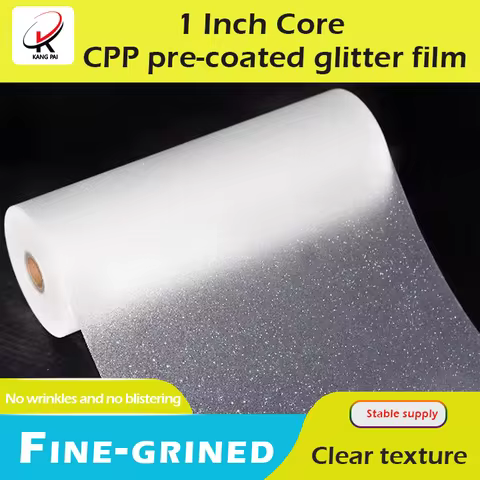Thermal Roll Laminating Film, CPP Fine-grined Precoating Glitter Film -1 Inch Core-4mil-11.8/12.2/12