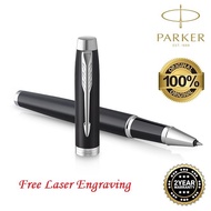 Parker IM Matt Black Chrome  Roller Pen- Black Ink (Free Laser Engraving)