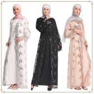 ROCKYSTUDIO Jubah Dresses Dress Women Lace Muslim Robe Muslimah Long