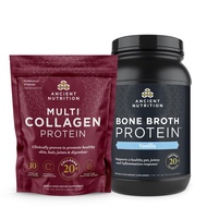 Ancient Nutrition Multi Collagen Protein Powder, Unflavored, 100 Servings + Bone Broth Protein Powde