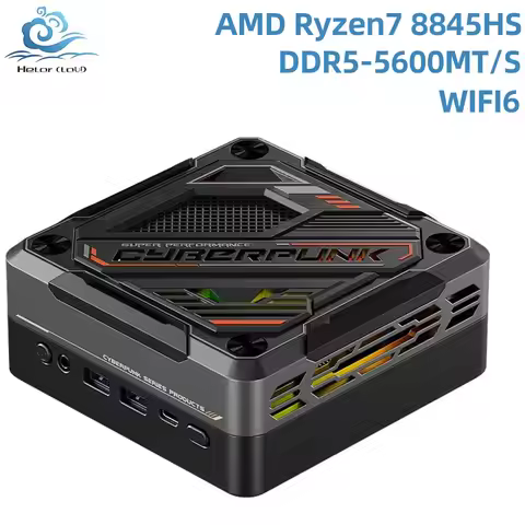 Helorpc Gaming Mini PC AMD Ryzen R7-7840HS/R7-8845HS DDR5 M.2 NVME Support Win10/11 System Office De