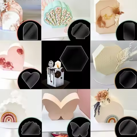 2pcs Acrylic Seashell Cake Discs Geometric Octagon Lace Butterfly Shape Buttercream Smoothing Cake B