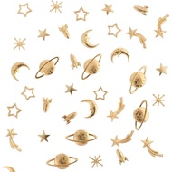 42 PCS Pengisi Resin Bertema Kosmos 7 Bentuk Aksesori Pengisi Bintang Bulan Planet Kapal Angkasa Alo