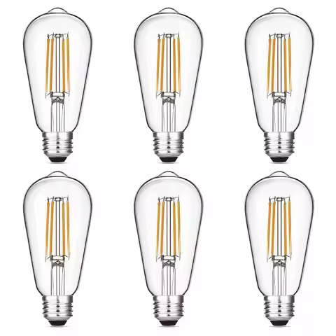 6PCS LED ST64 E27 2W 4W 6W 8W 10W 12W 4000K White Warm Intage Edison Filament Bulb Dimmable E27 B22 
