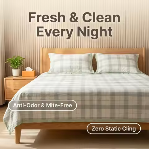 Linen Cotton Bedding Bed Sheet Set Cooling Bedding All Season Bedding Plaid Bedding Sensitive Skin F