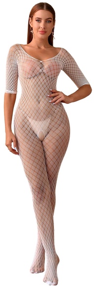 Women's Sexy Fishnet Stocking Lingerie Hollow Nightwear Semi Naked Back Tights Cut Out Shapewear Mes
