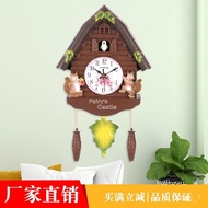 European-Style Cuckoo Wall Clock Children's Bedroom Hourly Chiming Clock Home Living Room Decoration Retro Wall-Mounted