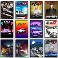 Initial D Poster Anime Initial Drift Car AE86 TAKUMI Neon Wall Art Kawaii Room Decor Quality Canvas 