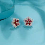 Rio Diamonds Rivien Ruby Diamond Earring 18K White Gold