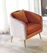 【萊夫家居】JF-174-1：橘色單人布沙發【台中家具】絨布沙發 單人沙發 造型沙發 北歐風沙發 設計款 單人椅