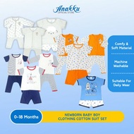 Anakku Newborn Baby Boy Clothing Cotton Suit Set Baju Bayi Lelaki [0-18 Months] EAK1048-2, EAK1051-2