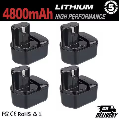 Vanon 1/2/4Pcs 4.8Ah Ni-MH EB1212S Replace for Hitachi 12V Battery Pin Compatible with EB1214L EB121