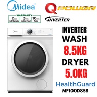 MIDEA Front Load 2 IN 1 Inverter Washer Dryer 8KG+5KG MF100D85B / 8KG+6KG MF200D85B  Washing Machine