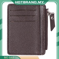 [Hotbrand.my] Women Simple PU Leather Wallet Zipper Solid Color Litchi Pattern Men Card Holder