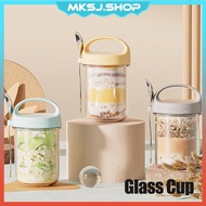 400ml Breakfast Oatmeal Cup 2in1 Glass Yogurt Cereal Bottle Portable Sealed Salad Jar with Spoon Han