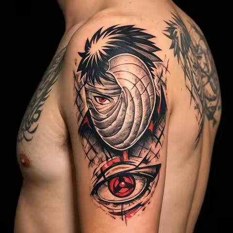 Naruto Obito Uchiha Temporary Tattoo Sharingan Waterproof Anime Cosplay Sticker for Fans Body Art Gi