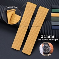 Curved End Silicone Rubber 21mm Watch Strap for Patek Philippe Bracelet for Aquanaut 5164/5167/5168 