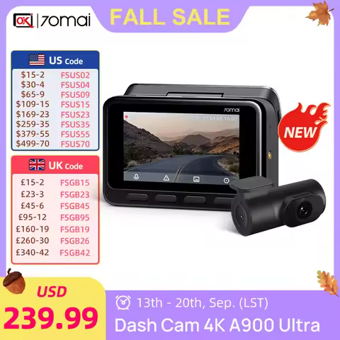 【New】70mai A900 Ultra Dual 4K Set IMX678+IMX678 HDR f/1.8 Flagship Night Vision Supercapacitor Wi-Fi