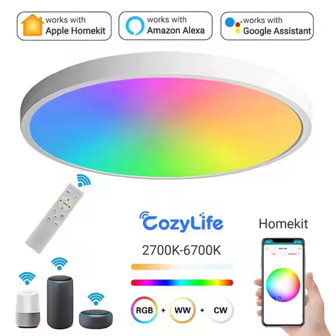 HomeKit CozyLife WiFi Ceiling Lamp Modern Nordic Round Light Smart Dimmable Interior Lighting Work W