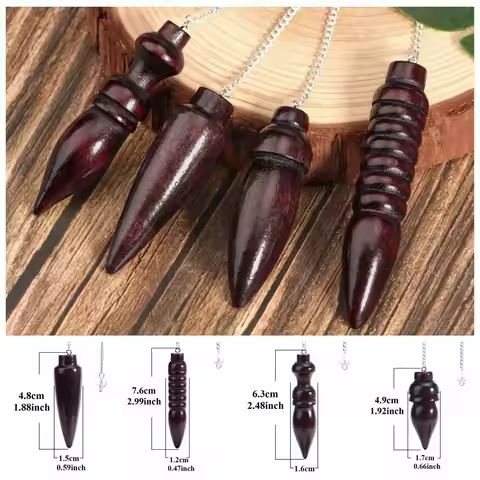 Portable Wooden Natural Wooden Pendulum Healing Amulet Round Cone Pattern with Chain Dowsing Reiki P