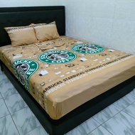SPREI KOREA AESTHETIC 180x200 160x200 120x200 90x200 MOTIF STARBUCKS