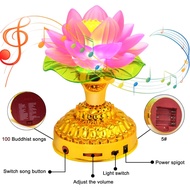 Feng Shui 2PCS LED Lotus Buddhist Lamp Color Light Buddha Song Player Lotus Crystal Colorful Lamp De