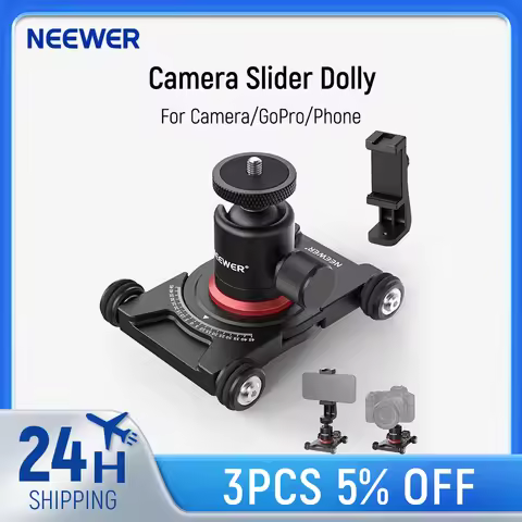 NEEWER Camera Slider Dolly with Ball Head & Phone Clamp 4 Wheeled Tabletop Dolly Manual Skater with 