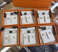 全新Hermes Mini Pop H earrings 白玫瑰金/奶茶玫瑰金 full set全套
