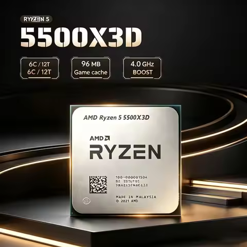 AMD Ryzen 5 5500X3D R5 5500X3D AM4 Processor CPU 6-Core 12-Thread 3.0-4.0GHz 3D V-Cache Gaming CPU