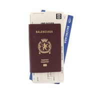 [二手] BALENCIAGA雙折長皮夾，護照夾，2 個票夾，7877772AA3R6027，波爾多紅/黑色皮革。