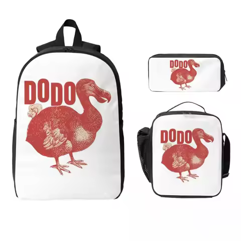 Dodo Bird Backpack Student Boys Girls BookBag School Bag Laptop Shoulder Bags 3ps Insulated Lunch Ba