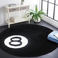 8 Ball Rug, 3.3ft Large Black Round Tufted Area Rug, Billiard Pool Carpet for Bedroom Children's Pla