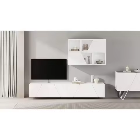 Special Offer, Set O 2 Emma Wall Units 27.55 In, With Lap Door, Concrete Eect, White, Made In Italy