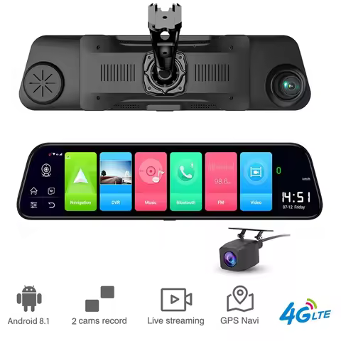 Newest Car DVR 4G ADAS 12" Android Streaming Media Rear View Mirror backup mirror GPS Navigation Cam