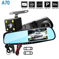 A70 Dual Dashcam Vehicle Black box 4.3 HD Car DVR Dual Lens