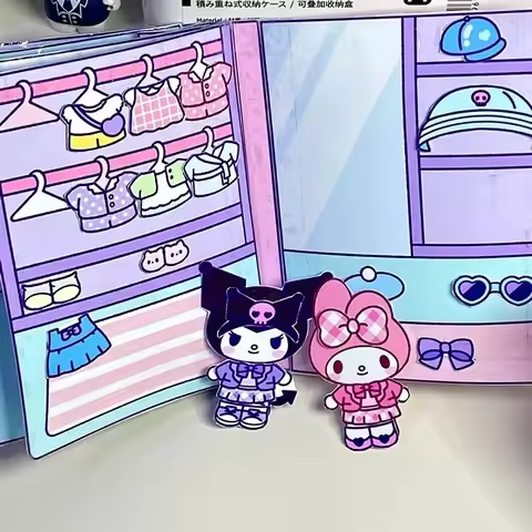DIY Sanrio Kuromi Handmade Anime Gift Toys Sticker Quite Book Funny Montessori Educational Toddler G