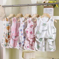 [HY] 73-130 Children's Vest Set Summer Boys Girls Ice Silk Sleeveless Shorts Breathable Quick-Drying