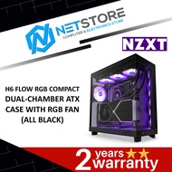 NZXT H6 FLOW RGB COMPACT DUAL-CHAMBER ATX CASE WITH RGB FAN (ALL BLACK) - CC-H61FB-R1