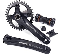BOLANY Bike Cranksets 170mm Hollow Integrated 104BCD Single Speed Round Chainring 34T/36T MTB Crankset with Bottom Bracket
