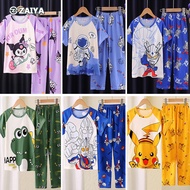 YUZUHA Short Sleeve Long Pants Kids Pyjamas Children Pyjamas Girl Boy Kids Clothing Baju Tidur Perem