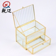 High-end Jewelry Box Large Capacity Gold Storage Box Luxury Desktop Ring Necklace Storage Box Gold-e