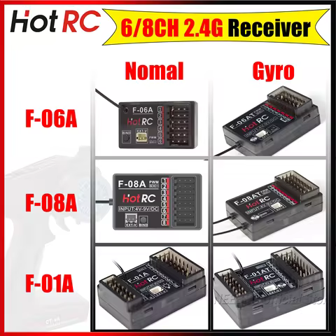 HotRC F06A F08A F01A 6CH 8CH 2.4G Normal/Gyro Mini Receiver PWM for RC Car Tank Boat Transmitter CT-