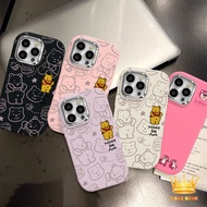 คู่รักน่ารัก Graffiti หมีน่ารักการ์ตูนหมีลูกอมสีหรูหรากรณี iPhone 7Plus 13 11 15 XR 14 12 Pro Max 7 8 Plus X XS Max SE