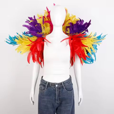 Feather Shawl Halloween Carnival Costume Runway Performance Ball Vest Scarf Cloak Party Shawl Cospla